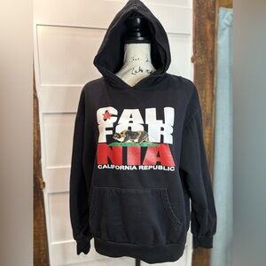 California Republic Black Hoodie Size Large Pullover Sweatshirt Cotton Blend
